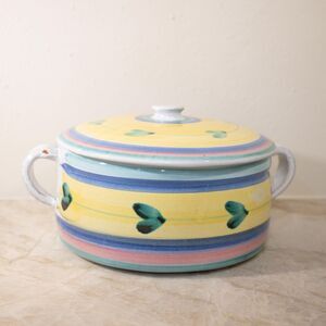 CALECA CAROUSEL Hand-Painted Italian Pottery Covered Casserole Bowl with Lid